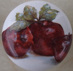 CERAMIC CABINET KNOB KNOBS FRUIT APPLES APPLE