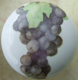 CERAMIC CABINET KNOB KNOBS PURPLE GRAPES GRAPE
