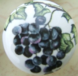 CERAMIC CABINET KNOB KNOBS PURPLE GRAPES GRAPE