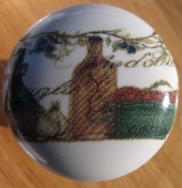 CERAMIC CABINET KNOB KNOBS GREEN GRAPES GRAPE BOTTLES