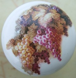 CERAMIC CABINET KNOB KNOBS RED GRAPES GRAPE
