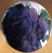 CERAMIC CABINET KNOB KNOBS PURPLE GRAPES GRAPE