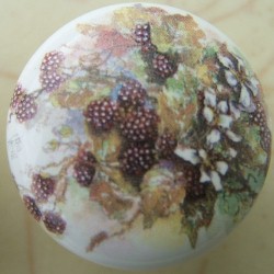 CERAMIC CABINET KNOB KNOBS FRUIT BLACK RASPBERRIES RASPBERRY