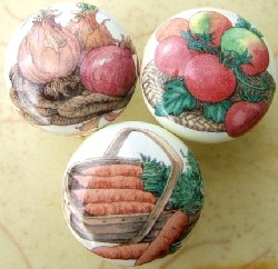 Cabinet knobs pulls vegetables tomato onion eggplant cabbage