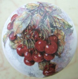 CERAMIC CABINET KNOB KNOBS FRUIT CHERRY CHERRIES