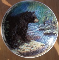 CERAMIC CABINET KNOB KNOBS  WILDLIFE BEAR BLACK