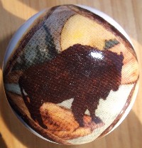 CERAMIC CABINET KNOB KNOBS  WILDLIFE BUFFALO