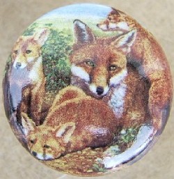 CERAMIC CABINET KNOB KNOBS  WILDLIFE FOX 