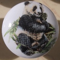 CERAMIC CABINET KNOB KNOBS  WILDLIFE PANDA BEAR