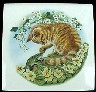 Ceramic Tile Orange Cat w/ Frog