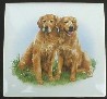Ceramic Tile Pair Golden Retiever