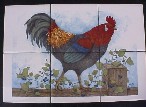 Ceramic Tile Red Rooster Mural 