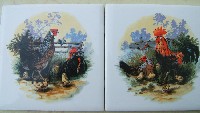 Ceramic Tile Mural Rooster & Hen