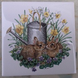 Ceramic Tile Bunnies Bunny Rabbit