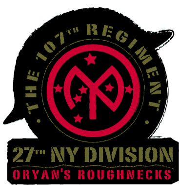 107THNEWLOGO by Matthew A. Maringola
Graphic Artist. The stylized 27 in the center of the patch also  forms the letters N.Y. in recognition of the unit's nickname, The New York Division. The seven stars are from the constellation Orion in honor of the 27th Division's commander John F. O'Ryan