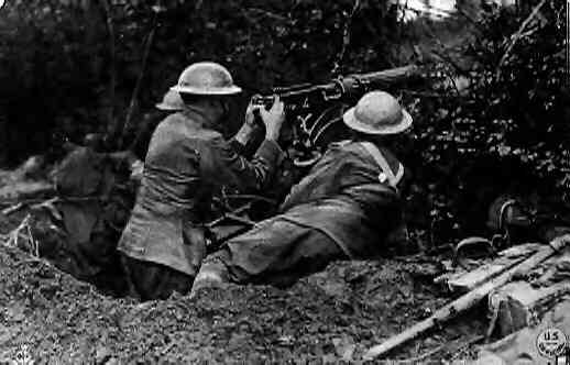 105th MG BN, 27th Division, in action with the vickers gun