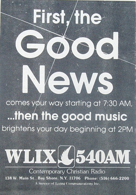 This advertisement appeared in Newsday in early June of 1982.  It does a great job of summarizing WLIX�s early programming format.  