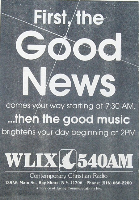 This advertisement appeared in Newsday in early June of 1982.  It does a great job of summarizing WLIXs early programming format.  