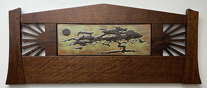 Bonsai Cypress Moon Framed Art Tile Triptych Display Click To Enlarge