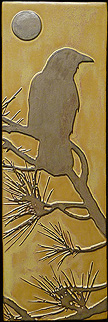 Crow In Pine Tree Harvest Moon Tile