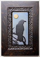 Framed Crow Raven With Full Moon Twilight Handmade Art Tile Click To Enlarge
