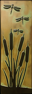 Arts & Crafts Dragonflies With Cattails Tile Click To Enlarge