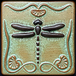 Dragonfly With Art Nouveau Lily Pads Border Art Tile Click To Enlarge