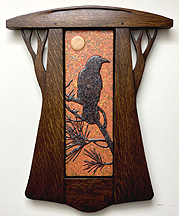 Crow Raven In Pine Tree With Full Moon Sun Framed Tile Click To Enlarge