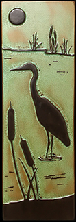 Heron in Cattails Landscape Tile