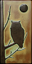 Great Horned Owl With Full Moon Art Tile Click To Enlarge