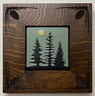 Pine Trees With Full Moon Framed Tile Click To Enlarge