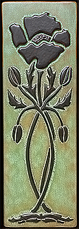 Arts & Crafts Nouveau Poppy Flower And Buds Art Tile Click To Enlarge