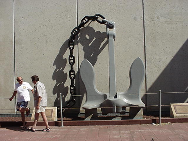 The salvaged anchor of the Arizona.
