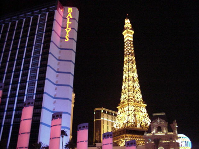 A closer shot of Ballys and the Eiffel Tower