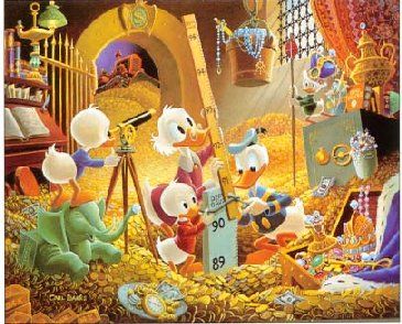 Donald, $crooge and the nephews, drawn by Barks