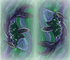   This is the greenfish painting turned into the Pisces design it was intended for, only without the blue half.