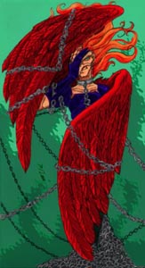 The Devil card in color. The color was done on Photoshop.