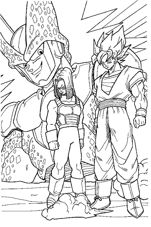 Goku, Trunks, and Cell