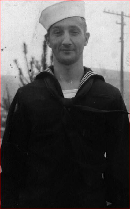 Joseph H. Wahl served in the Navy during World  War II, he was on the ship USS St. Lo when it was sunk during the Battle of Leyte Gulf, October 26, 1944, this picture was taken after his release from the hospital