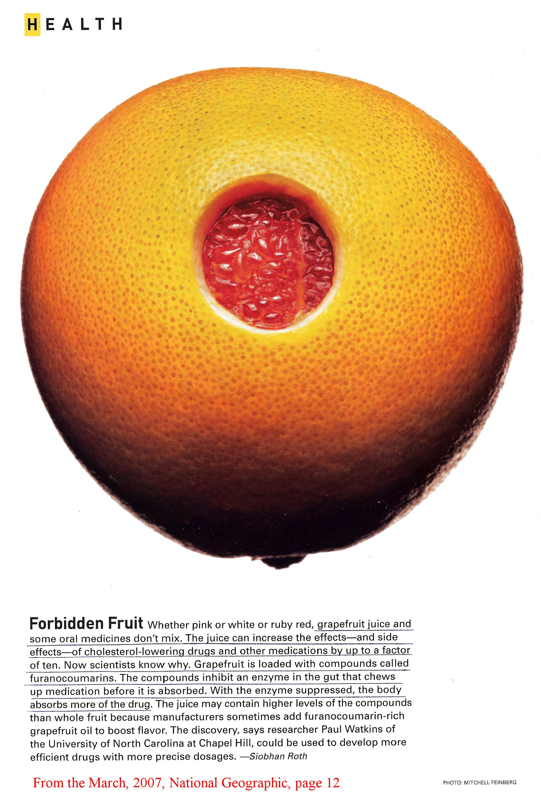 Grapefruit juice effects