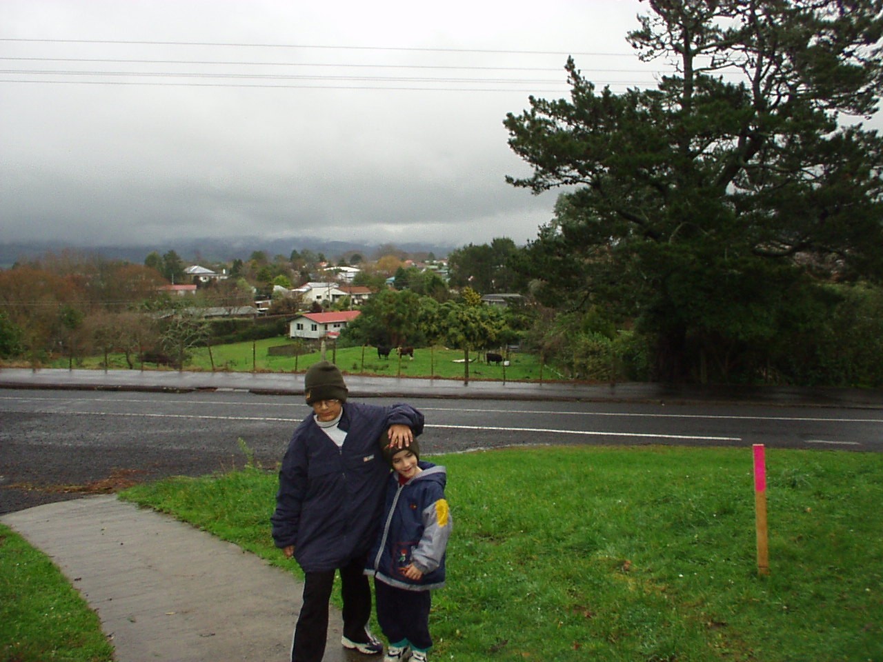 Yoav and Yotam with a view of Waihi