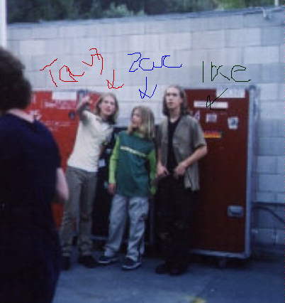 Taylor was pointing at the big 'Hollywood sign' in the background.