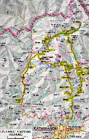 Mapa cesty oblast Langtangu