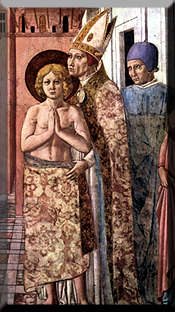 The Renunciation of Wealth in Front of the Bishop, detail from a fresco by Gozzoli