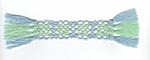 Picture of blue and green tatted bookmark with fringe.
