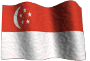 The Singapore Flag, the crescent and five stars on red and white background