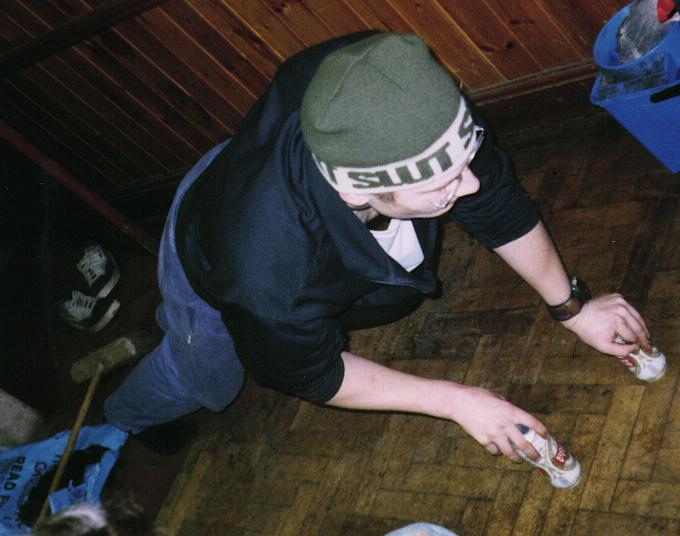 John Leyland doing the can game at Gradbach 98