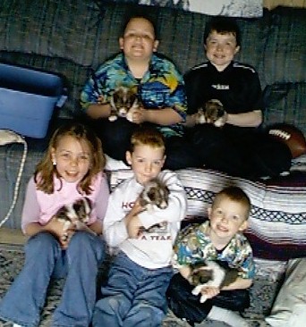 Kids at Pyrview having fun with five week old puppies