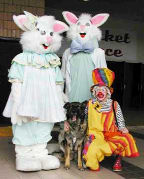 This is photo of Reena with Easter Bunnies