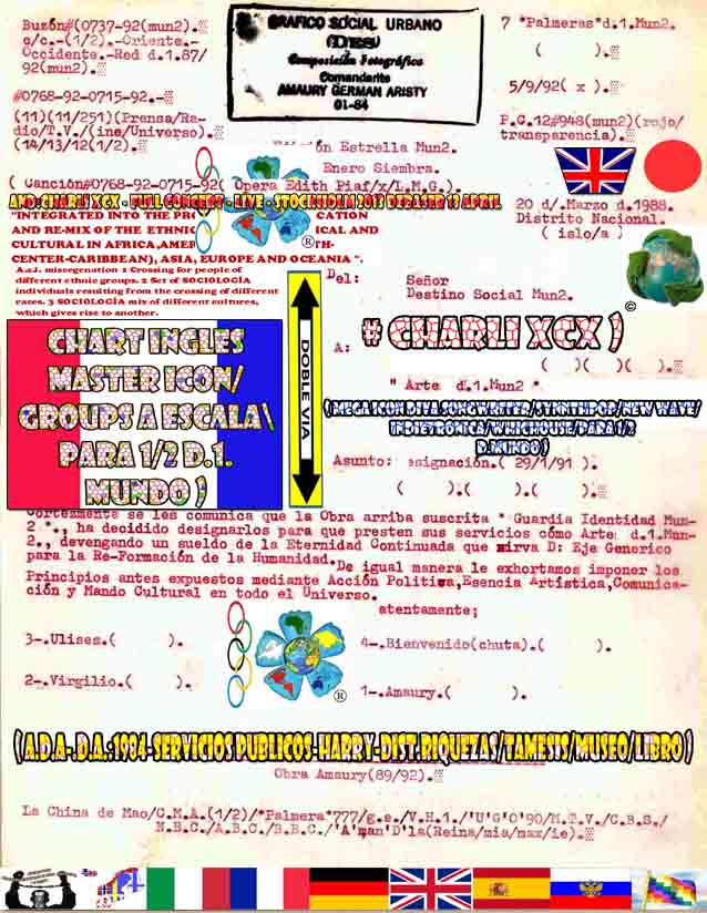 BUZON#0737-92-POSTE DE CORRIENTE 12 DE ENERO#948-COLOR: ROJO/LYCRAS/TRANSPARENCIAS-FECHA CRONOLOGICA:05-09-1992-FECHA DESIGNACION: 29-01-1991-#(11 )/(11/251)-0768-92-0715-92-CANCION#0768-92-0715-92-( OPERA EDITH PIAH/X/L.M.G.) AND: CHARLI XCX - FULL CONCERT - LIVE - Stockholm 2013 Debaser 13 april.-.EDICION ESTRELLA MUNDO D: ENERO SIEMBRA.